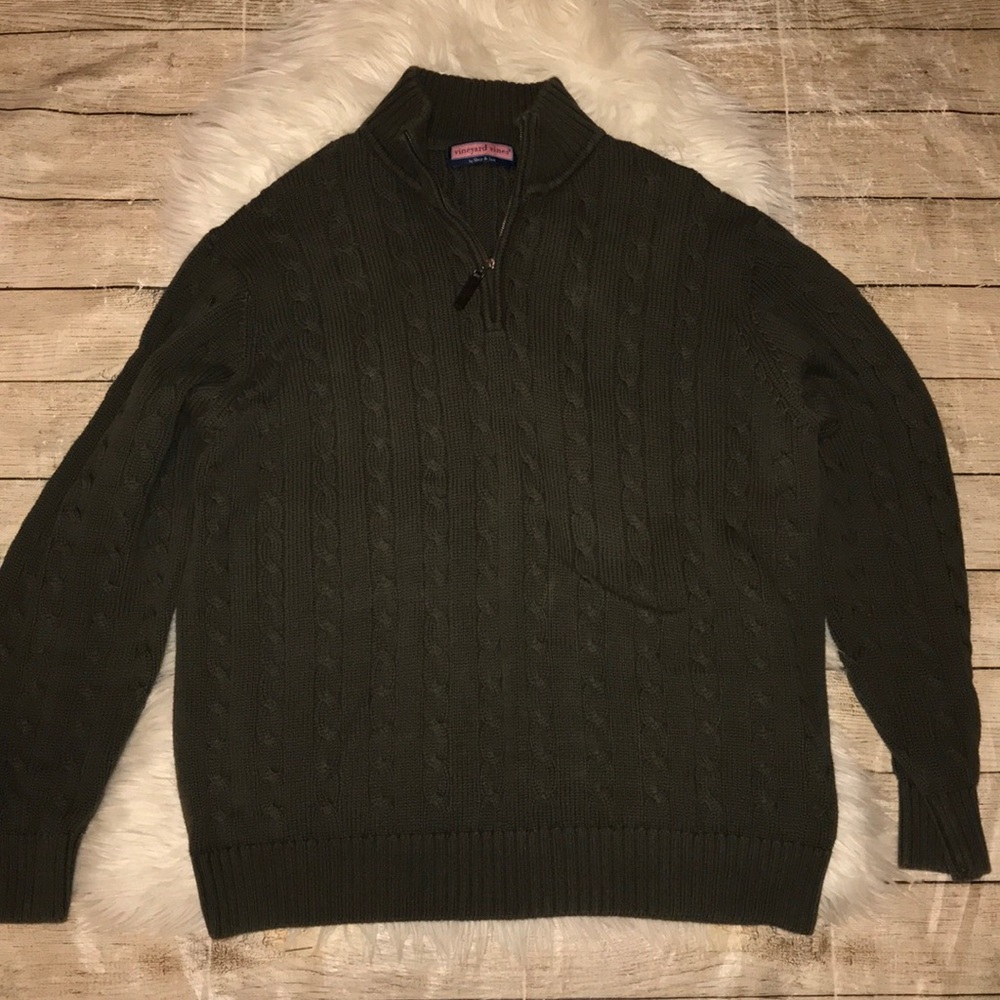 Vineyard Vines Cable Knit Quarter ZIP Sweater
